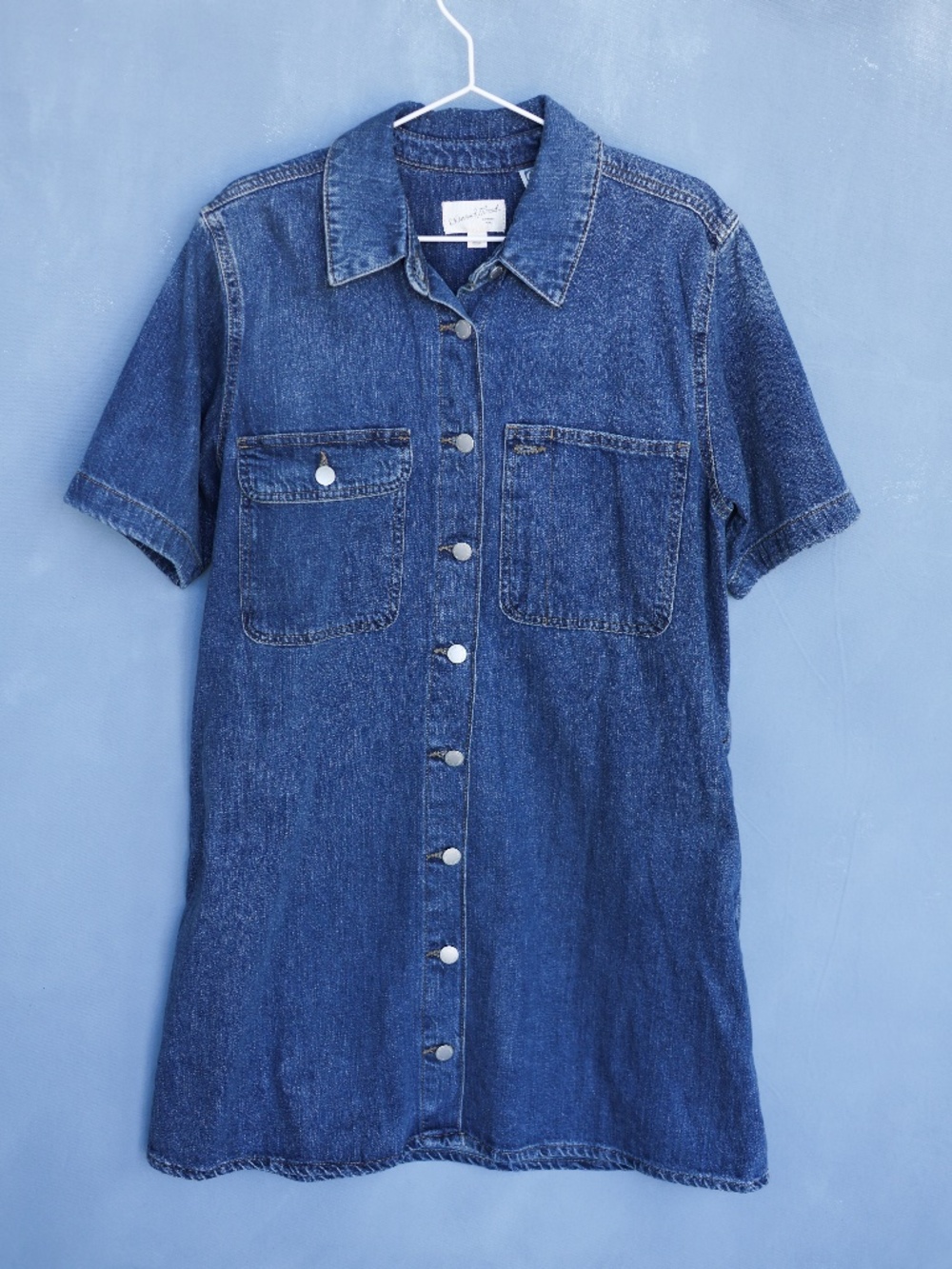 Universal Thread Button Down Midi Denim Shirt Dress, Women's Medium, Pockets